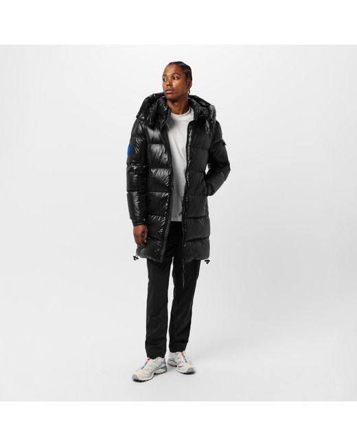Jacket Black Slick Weather Resistant Long Puffer Jacket for men