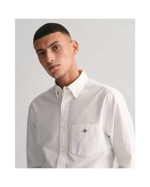 Gant White Regular Fit Oxford Shirt for men