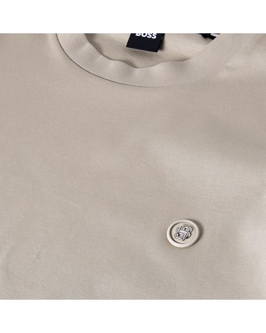 Boss Gray Taut Minimalist Design T-Shirt With Logo Detail for men