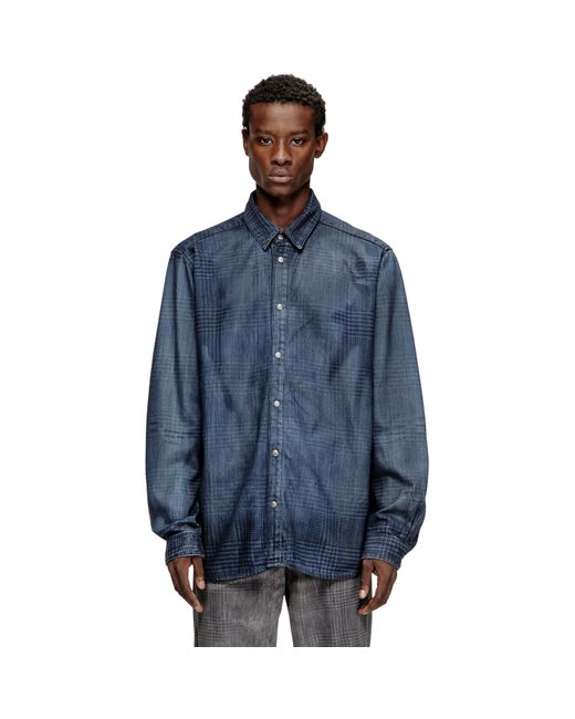 DIESEL Blue Long Sleeve Denim Shirt for men