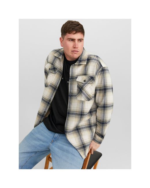 Jack & Jones Blue Eddie Overshirt Plus Size for men