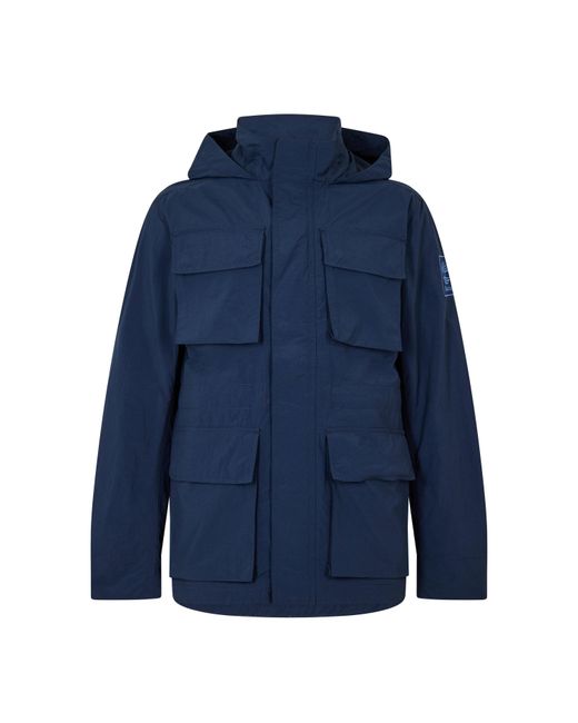 Timberland Blue Abington Solid Patterned Hooded Snap Button Field Jacket for men