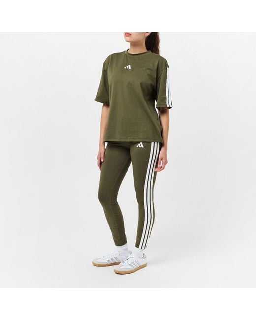 Adidas Green Essentials 3 Stripe Leggings