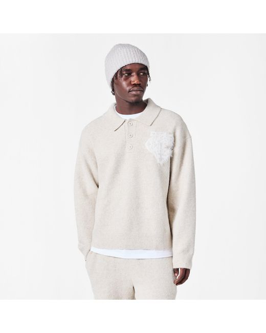 The Couture Club White Textured Soft Knit Relaxed Fit Knitted Top for men