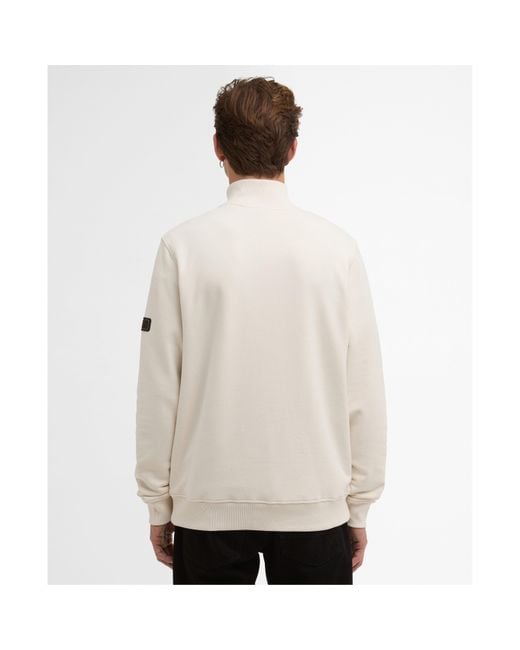 Barbour White Ehan Half Zip Cotton Long Sleeve Sweatshirt for men
