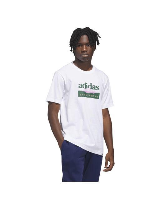 Adidas White Graphic Logo T-Shirt for men