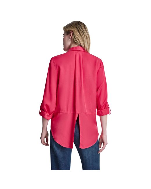 DKNY Red Long Sleeve Blouse