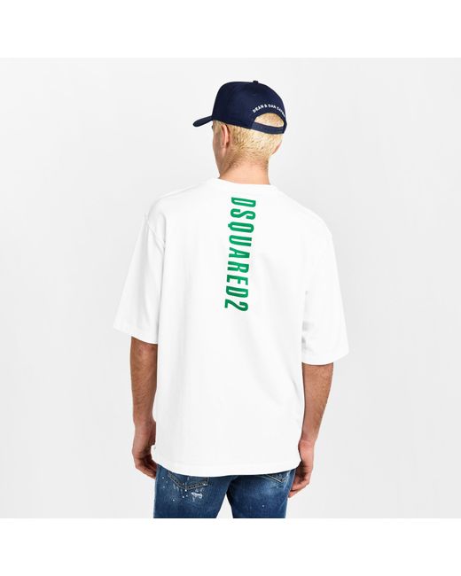 DSquared² White Dsq Bk Logo Oversized T-Shirt for men