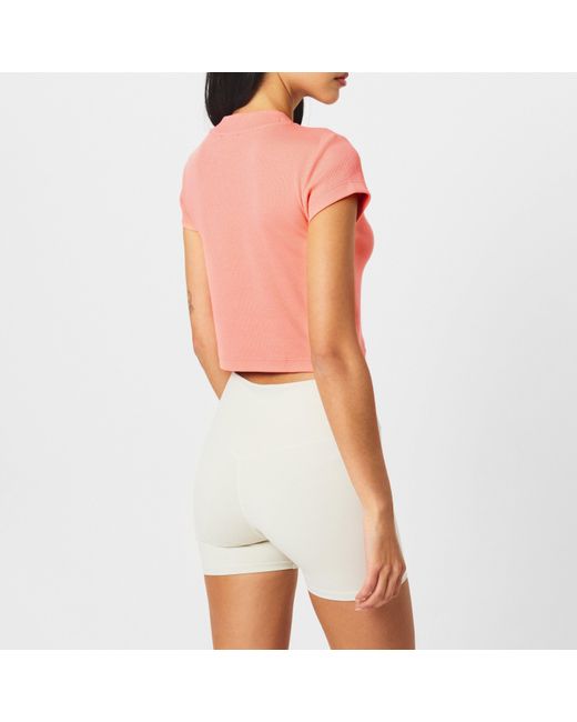 Calvin Klein Pink Mono Rib Cropped T Shirt