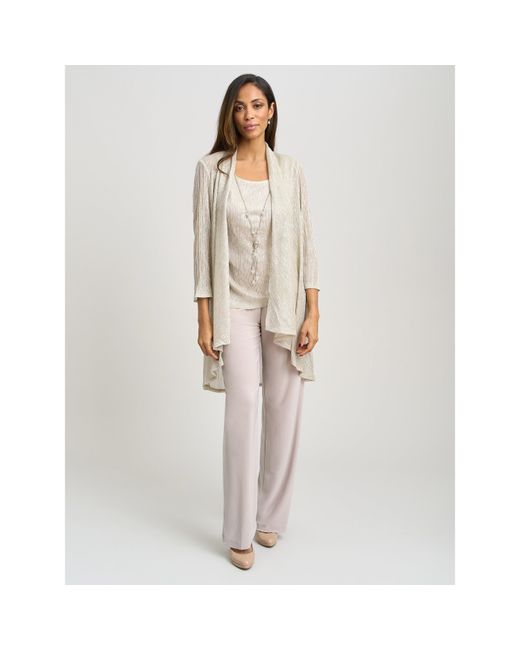 Gina Bacconi Natural Natasha 3 Piece Metallic Trouser Suit
