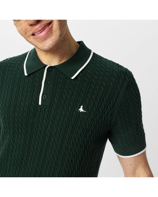 Jack Wills Green Jw Braid Knitted Short-Sleeve Polo Shirt for men