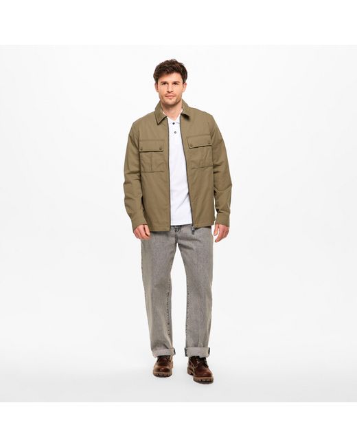 Belstaff Green Stride Zip Collar Long Sleeve Overshirt for men