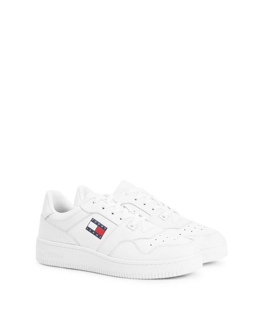 Tommy Hilfiger White Retro Leather Basket Trainers for men