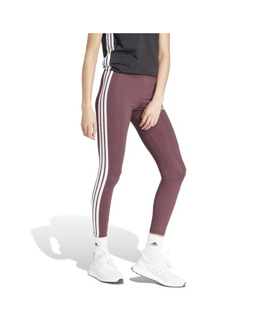 Adidas Purple Essentials 3 Stripe Leggings