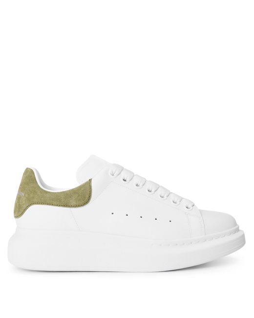 McQueen White Logo Print Leather Oversized Trainers