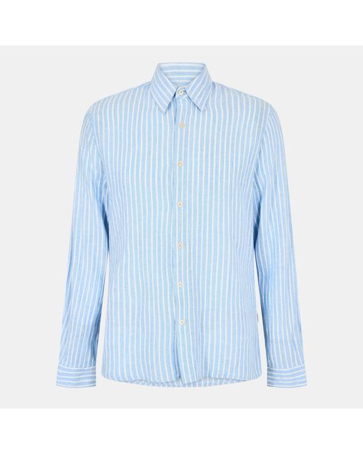 Peter Werth Blue Pappworth Long Sleeve Plain Shirt for men