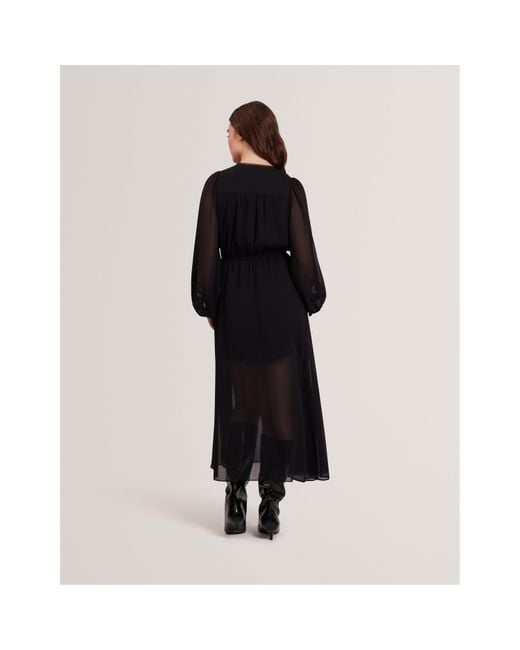 Ted Baker Black Print Midi Tea Dress