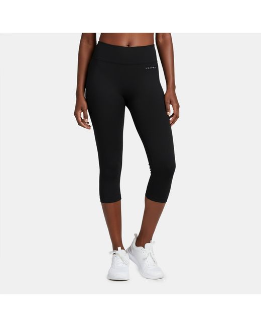 Usa Pro Black Seamless Capri Cropped Leggings