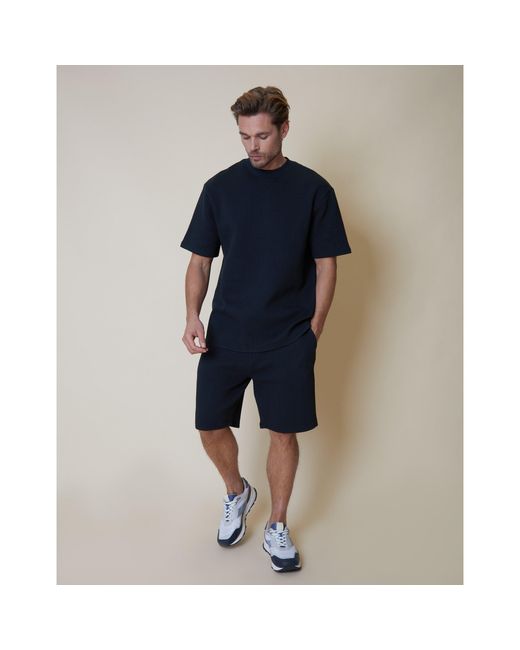 Threadbare Blue Fleece Jogger Shorts for men
