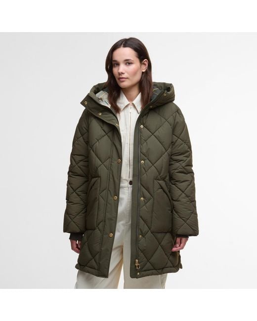 Barbour Green Kailyn Hooded Long Sleeve Medium Puffer Jacket