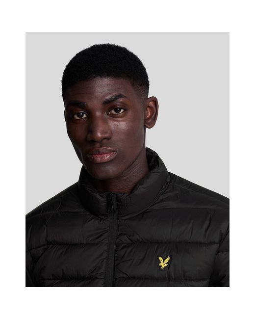 Lyle & Scott Black Funnel Wadded Medium Puffer Jacket for men