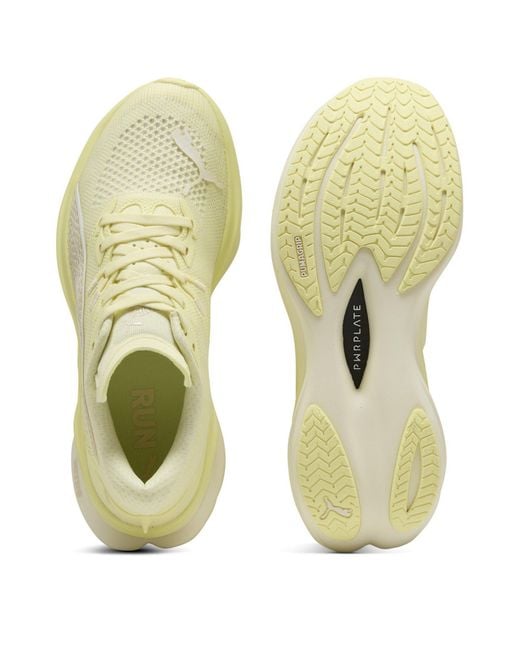 PUMA White Deviate Nitro 3 Fade Road Running Shoes
