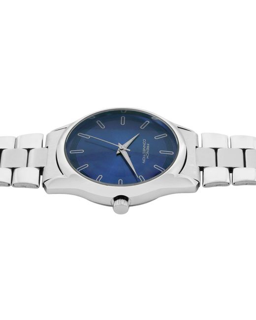 French Connection Blue Accessories Case Round Shape Strap Quartz Watch for men