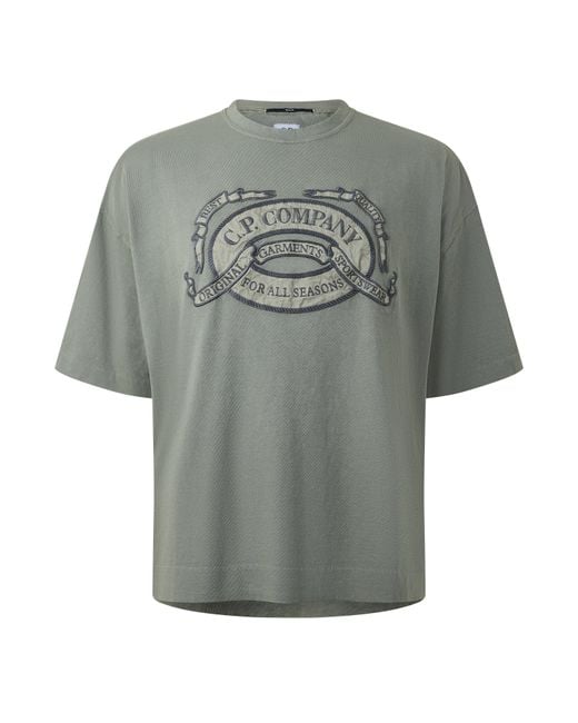 C P Company Gray Cp Logo T-Shirt Sn64 for men