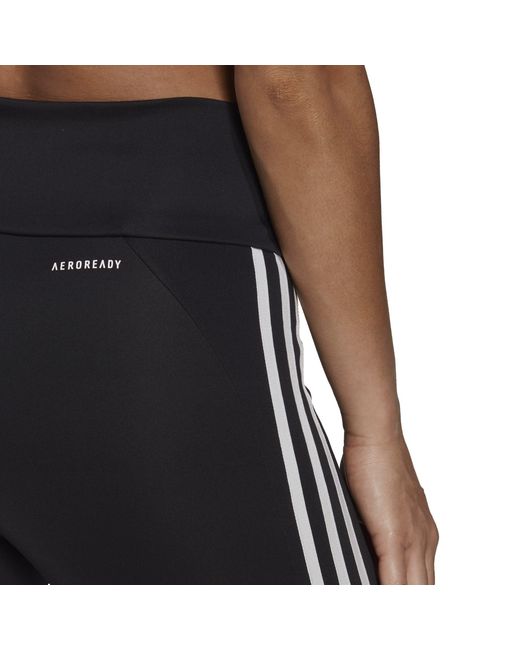 Adidas Black Designed To Move High-Rise 3-Stripes 7/8 Sport Tig
