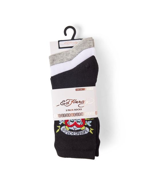 Ed Hardy Multicolor 3 Pack Dress Crew Socks