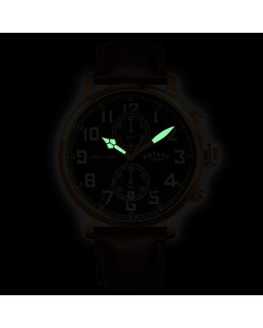 Rotary Green Heritage Pilot Ss Leather Watch for men