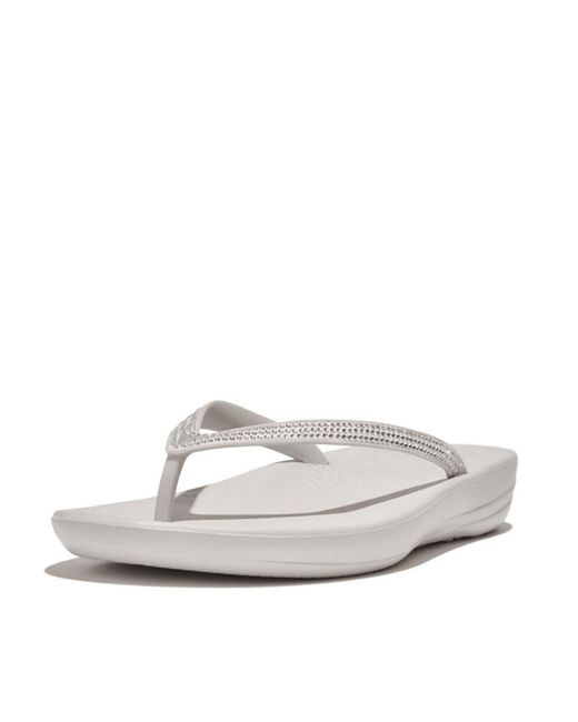 Fitflop White Iqushion Sparkle Flip-Flop Size 3