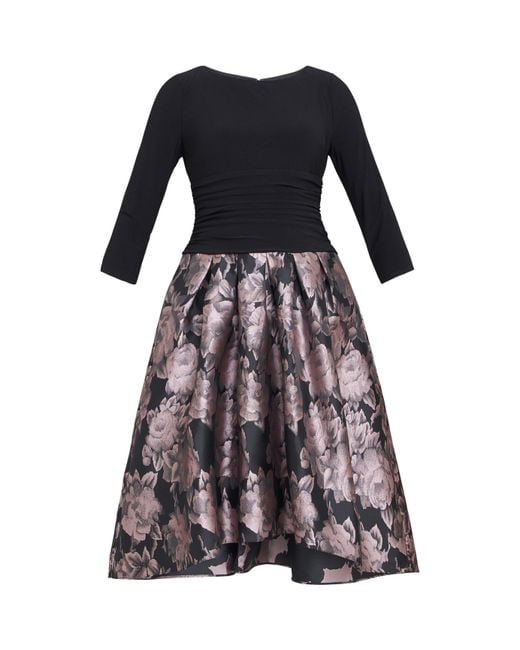 Gina Bacconi Black Hannah Floral Printed Jacquard Dress