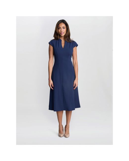 Gina Bacconi Blue Maxene Fit And Flare Midi Dress