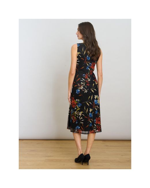 Gina Bacconi Black Sleeveless Floral Dress
