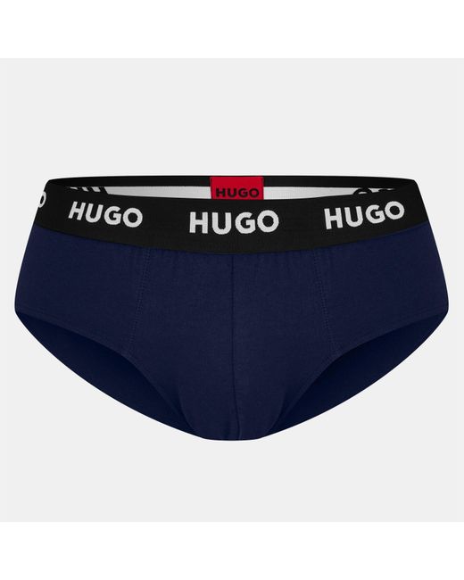 HUGO Blue 3-Pack Cotton Logo Briefs for men