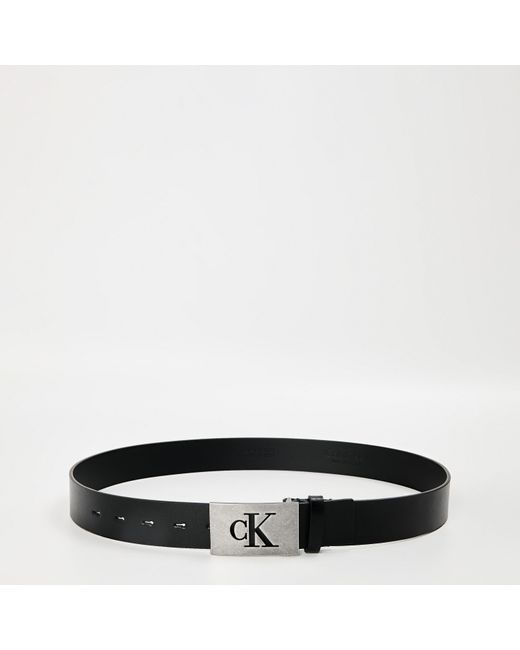 Calvin Klein Black Smooth Plaque Leather Belt for men