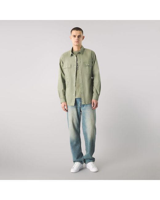 Pretty Green Green Brentwood Long-Sleeve Plain Shirt for men