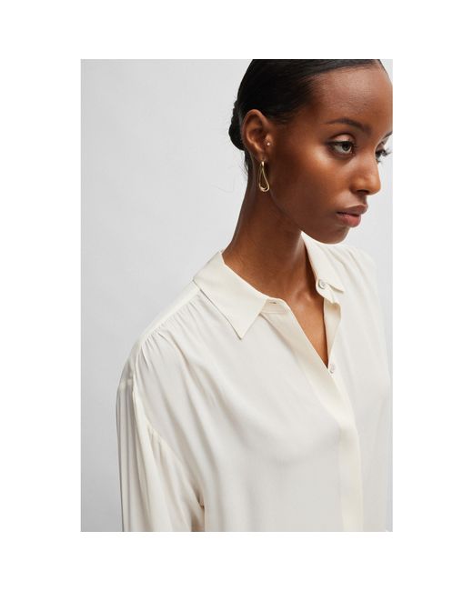 Boss White Benika Relaxed Fit Blouse