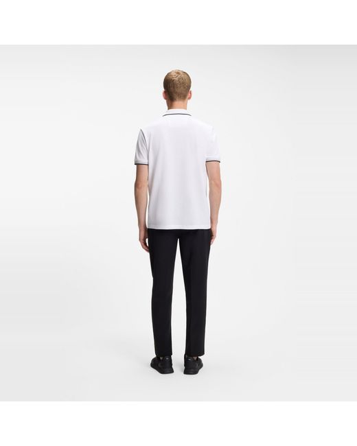 Boss White Paddy Polo Shirt With Contrast Tipping for men
