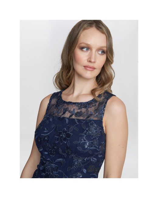Gina Bacconi Blue Hayley Embroidered Dress