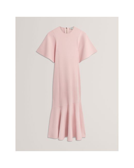 Ted Baker Pink Short Sleeve Midi Knitted Jumper Dress