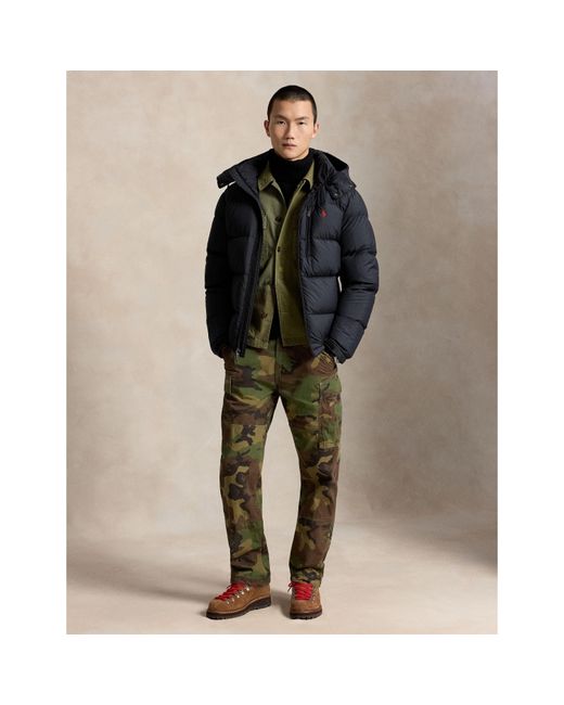 Ralph Lauren Black El Cap Water Resistant Duck Down Detachable Hood Short Puffer Jacket for men