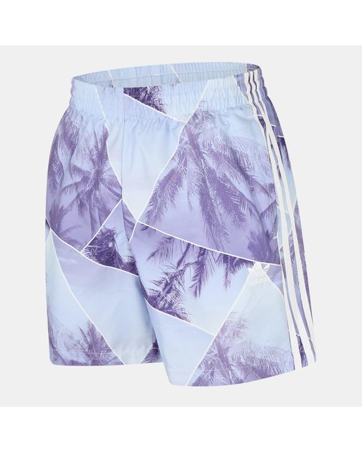 Adidas Originals Blue Palm Print Quick Drying Tailored Fit Swim Shorts for men