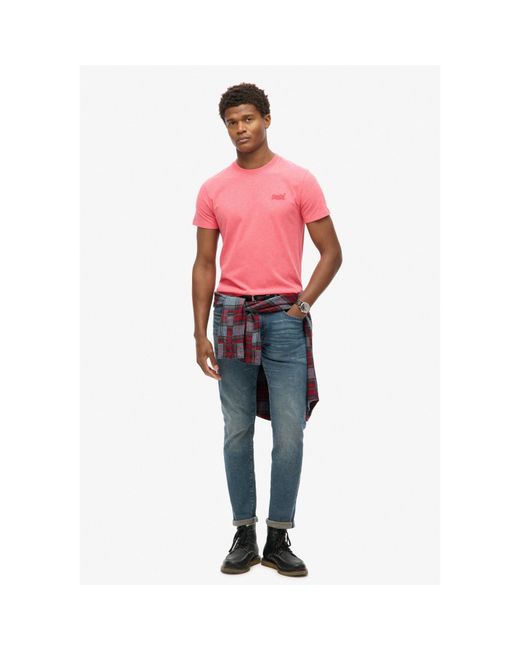 Superdry Pink Chest Logo T Shirt for men