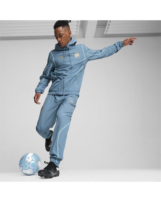 PUMA Blue Olympique De Marseille Pre Match Woven Jacket 2024 2025 Adults for men