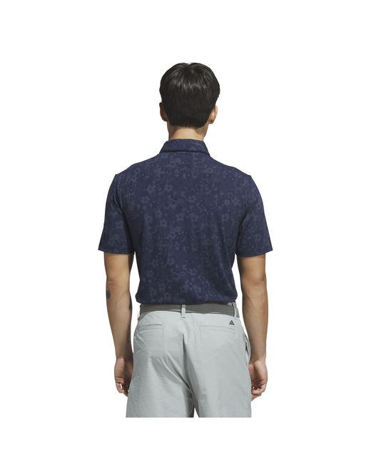 Adidas Blue Short-Sleeve Print Polo Shirt for men