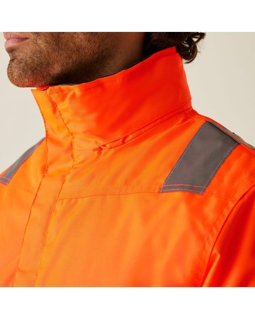 Regatta Orange Waterproof Hi-Vis Bomber Jacket for men