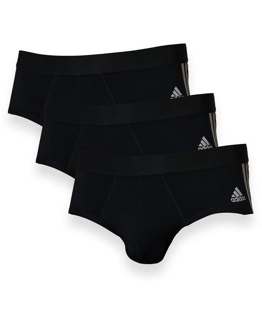 Adidas Black Flex Cotton 3 Stripe Brief 3p for men