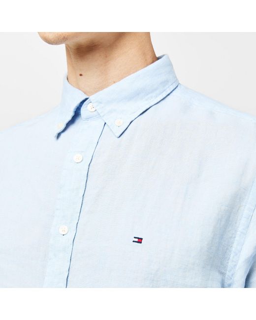 Tommy Hilfiger Blue Pigment Dyed Long-Sleeve Plain Shirt for men